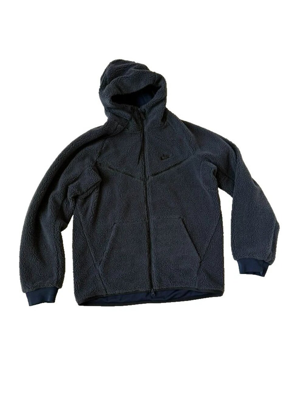 Nike Mens L Full Zip Sherpa Jacket Blue Fleece AQ2767-451 Windrunner Coat Hoodie - Picture 2 of 11